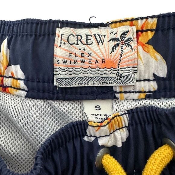 J. Crew Navy Tropical Floral Swim Trunks size Small - Picture 3 of 10